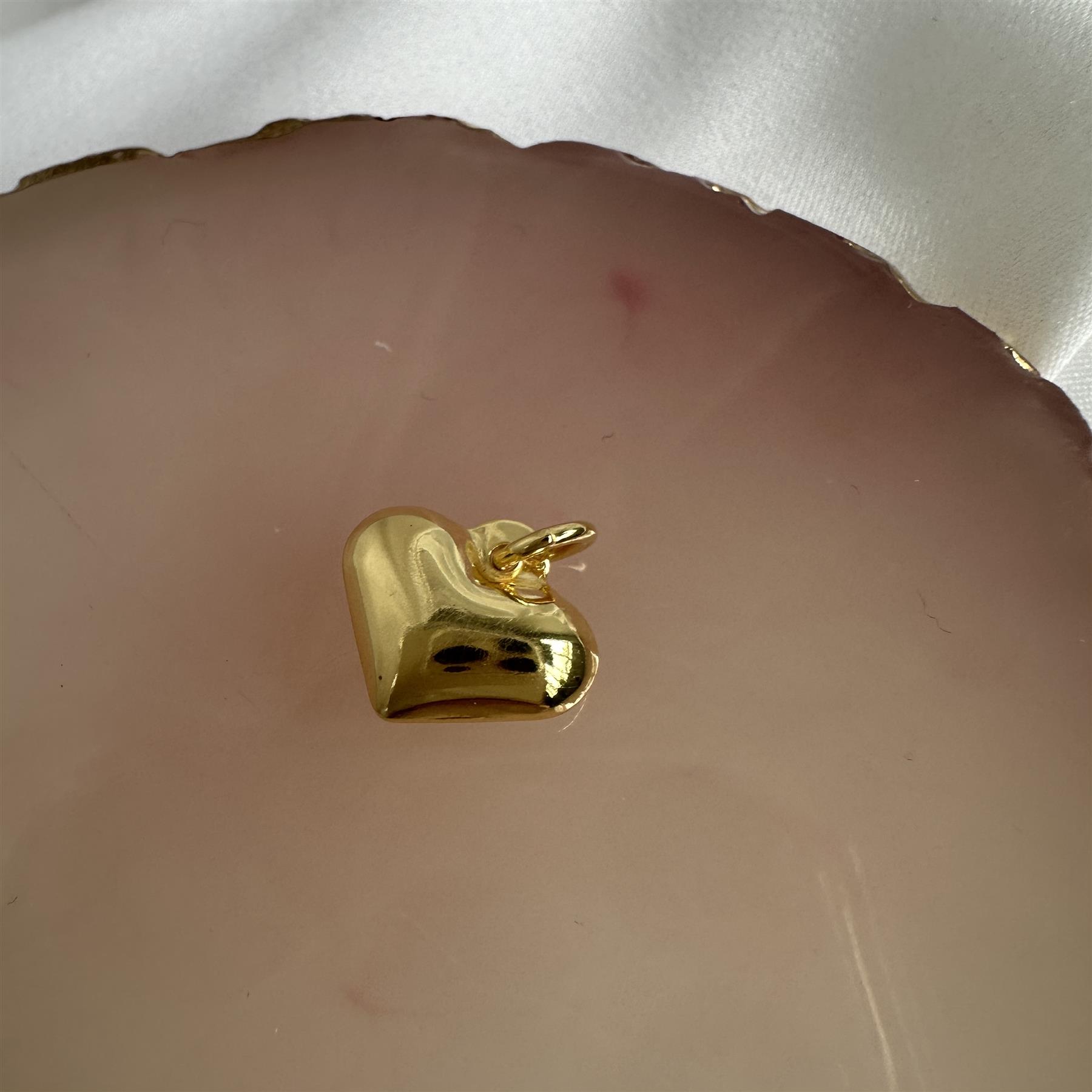 Charme Cœur Bombé En Or Jaune 9 Carats - Marque Jewellerybox - Neuf Avec étiquettes - Pour Bracelet Ou Collier