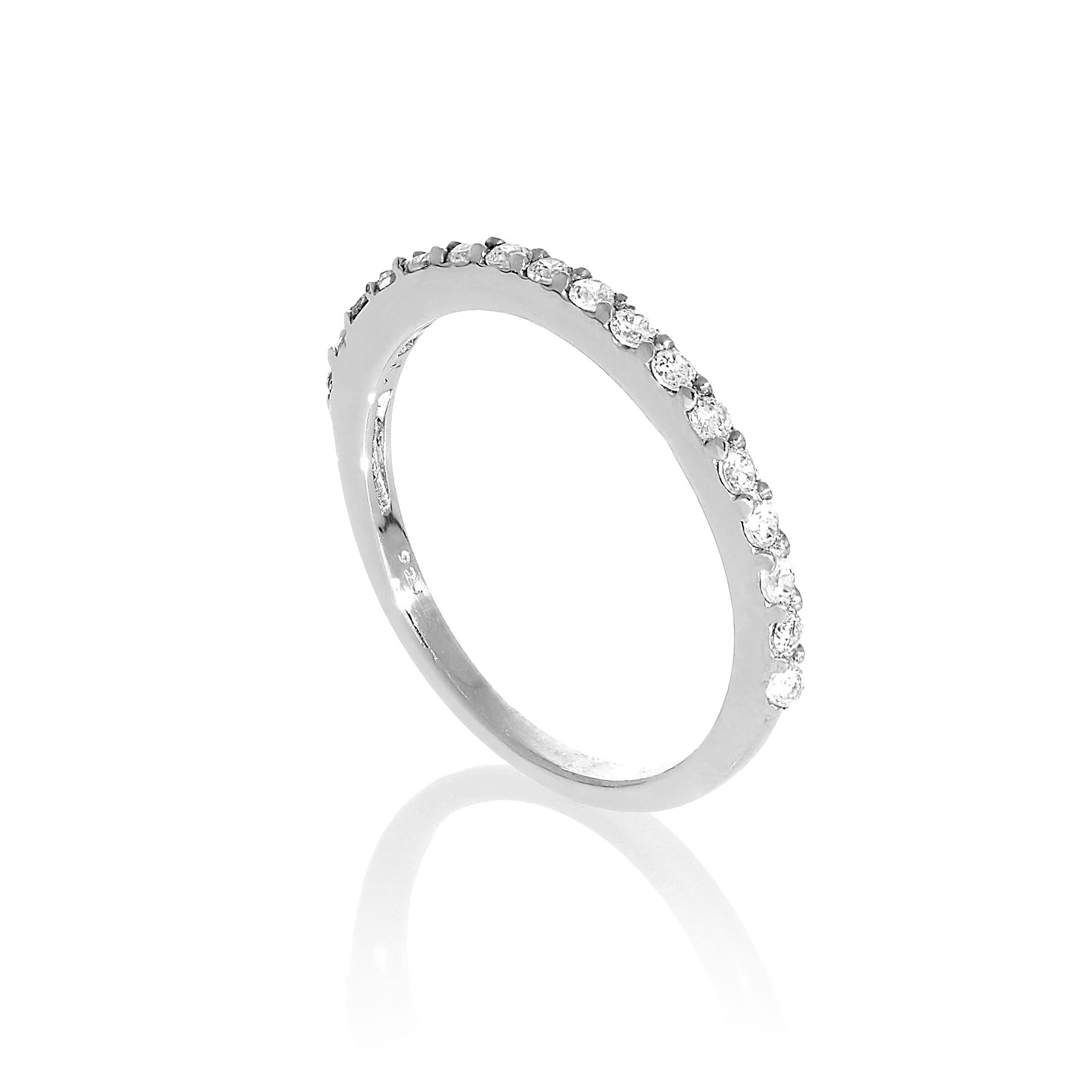 Sterling Silver & Clear CZ Crystal Half Eternity Ring Size H - W - Picture 10 of 51