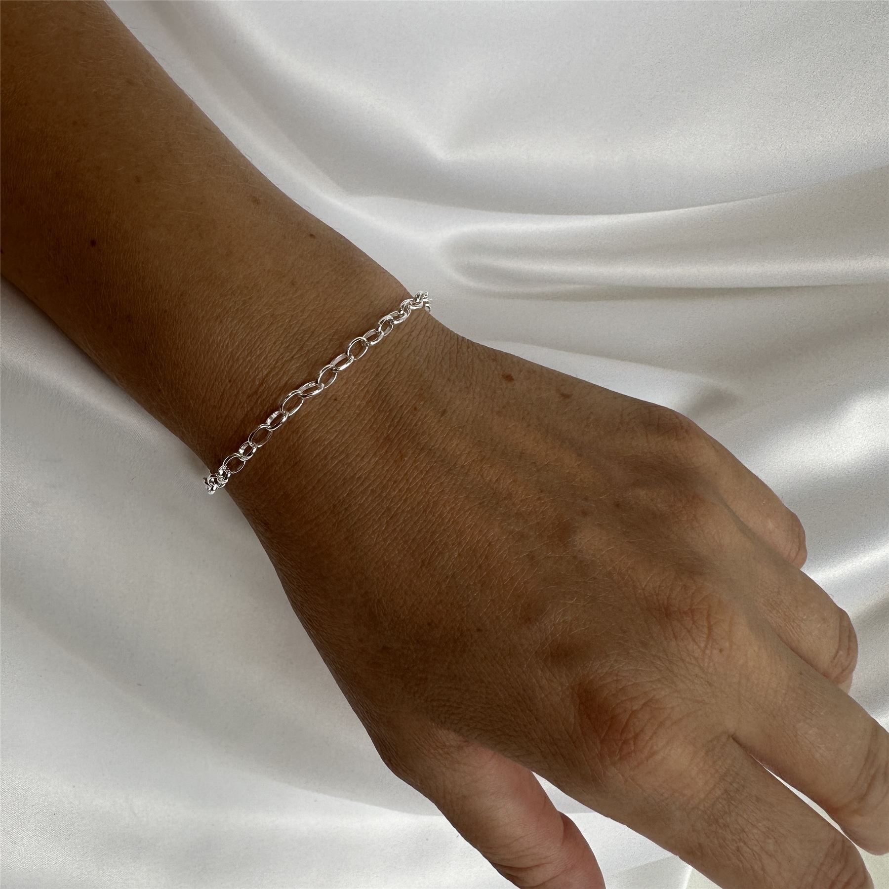 Sterling Silber leichte Rolo Kette Bettelarmband - Bild 20 von 30