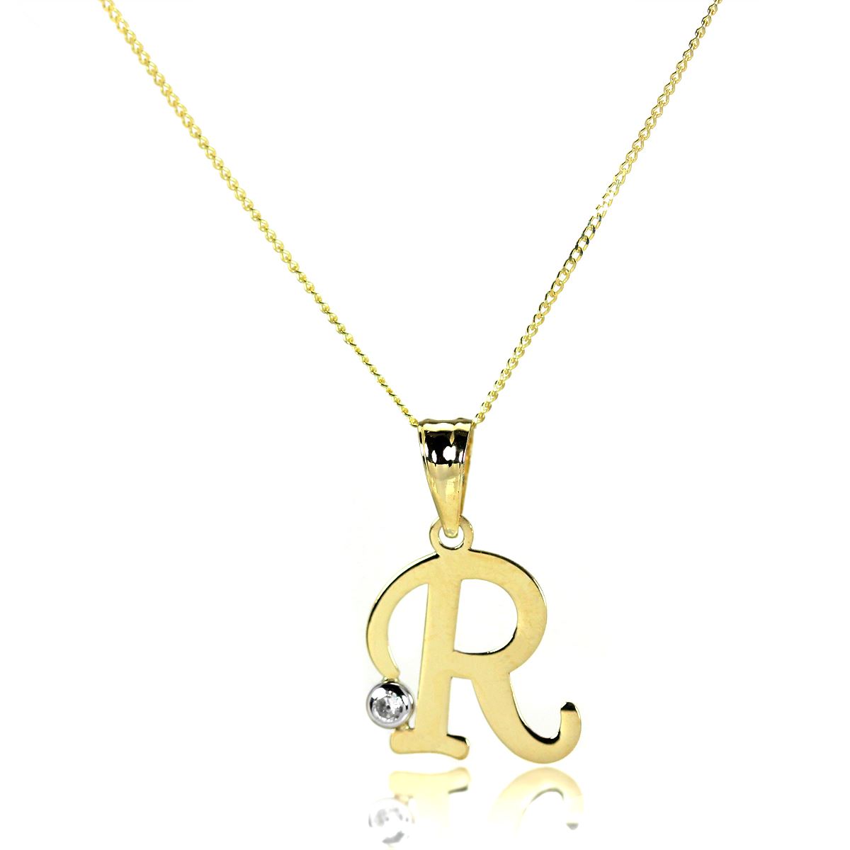 Light 9ct Gold Letter Alphabet A - Z Pendant w CZ Crystal / Initials / Necklaces - Picture 142 of 211