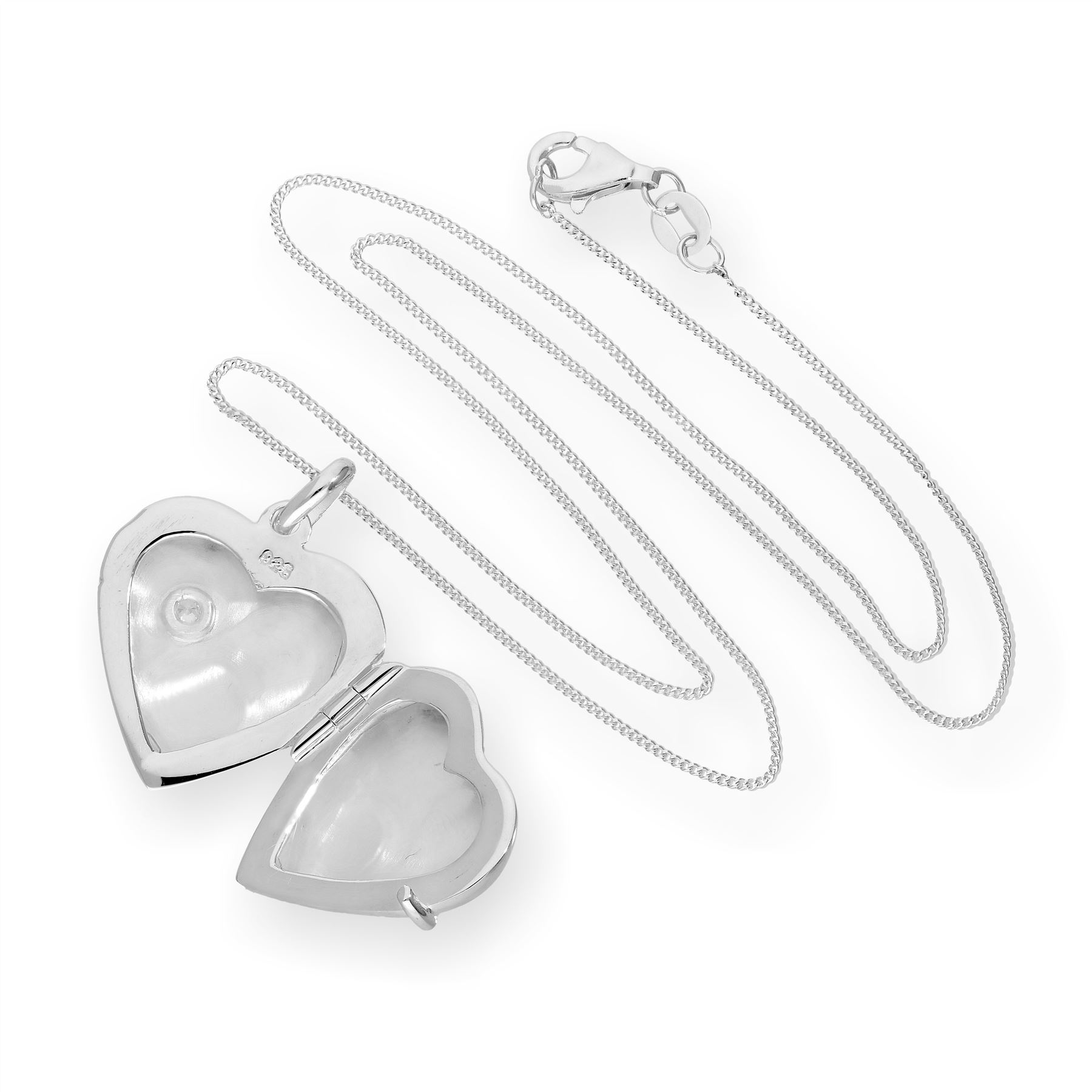 Sterlingsilber & CZ Kristall Gravierbares Herzmedaillon an Kette 40,6 cm - 55,8 - Bild 32 von 45