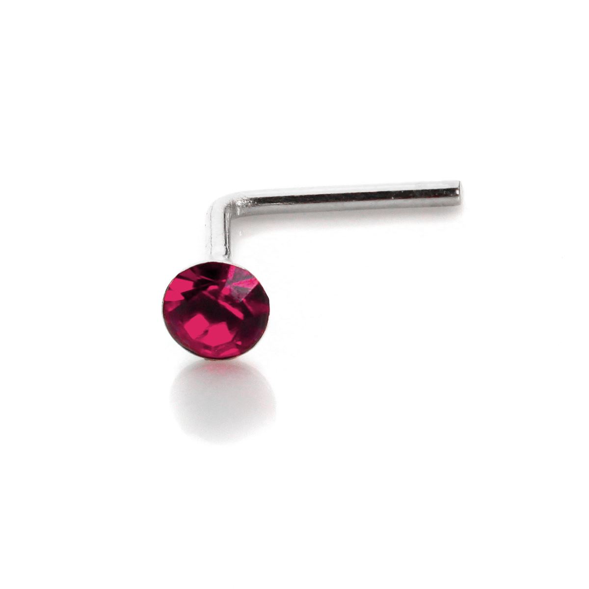 Sterling Silver 2.8mm Round CZ Crystal Nose Stud L Pin Studs Piercing - Picture 35 of 45