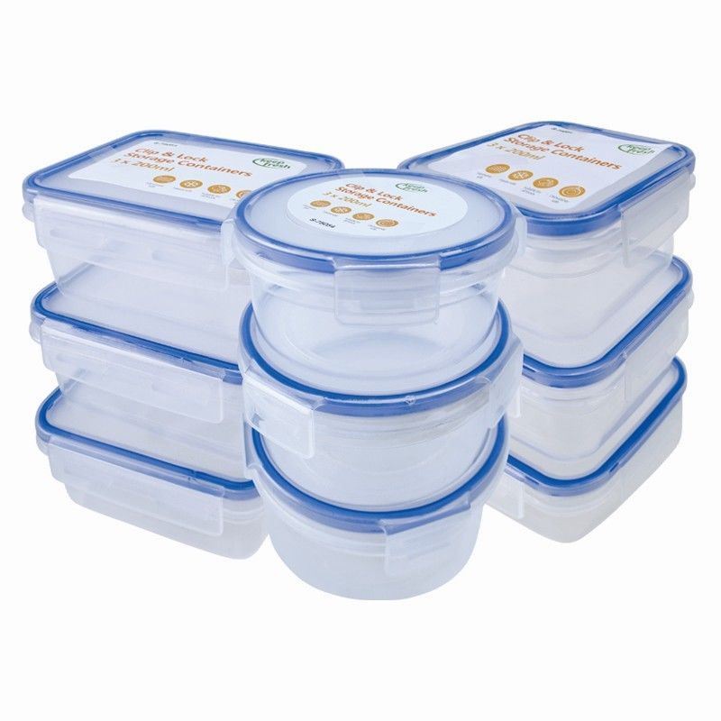 3 Pack Clip Lock Airtight Kitchen Food Baby Storage Container Plastic