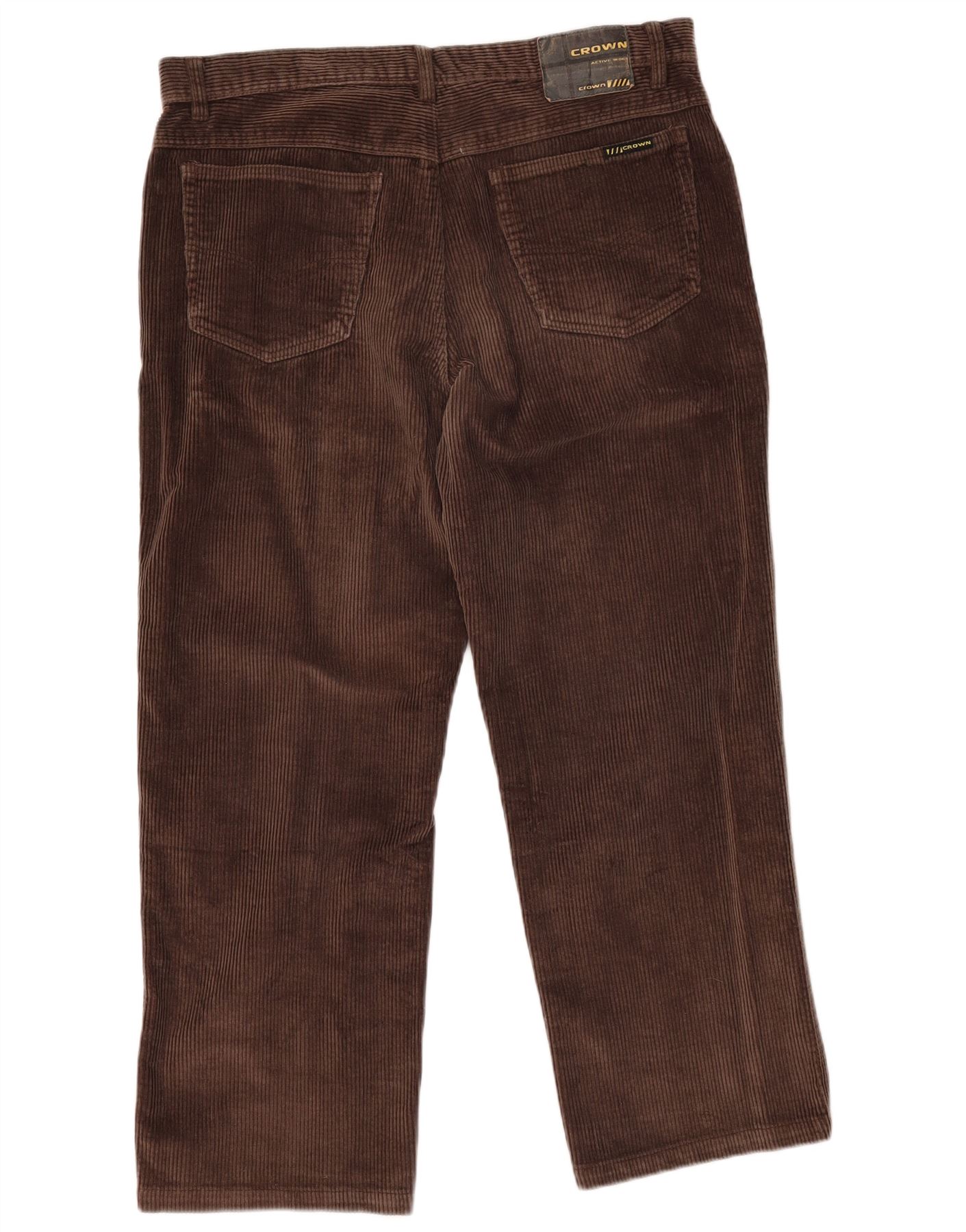 CROWN Mens Straight Corduroy Trousers IT 54 2XL W36 L27 Brown