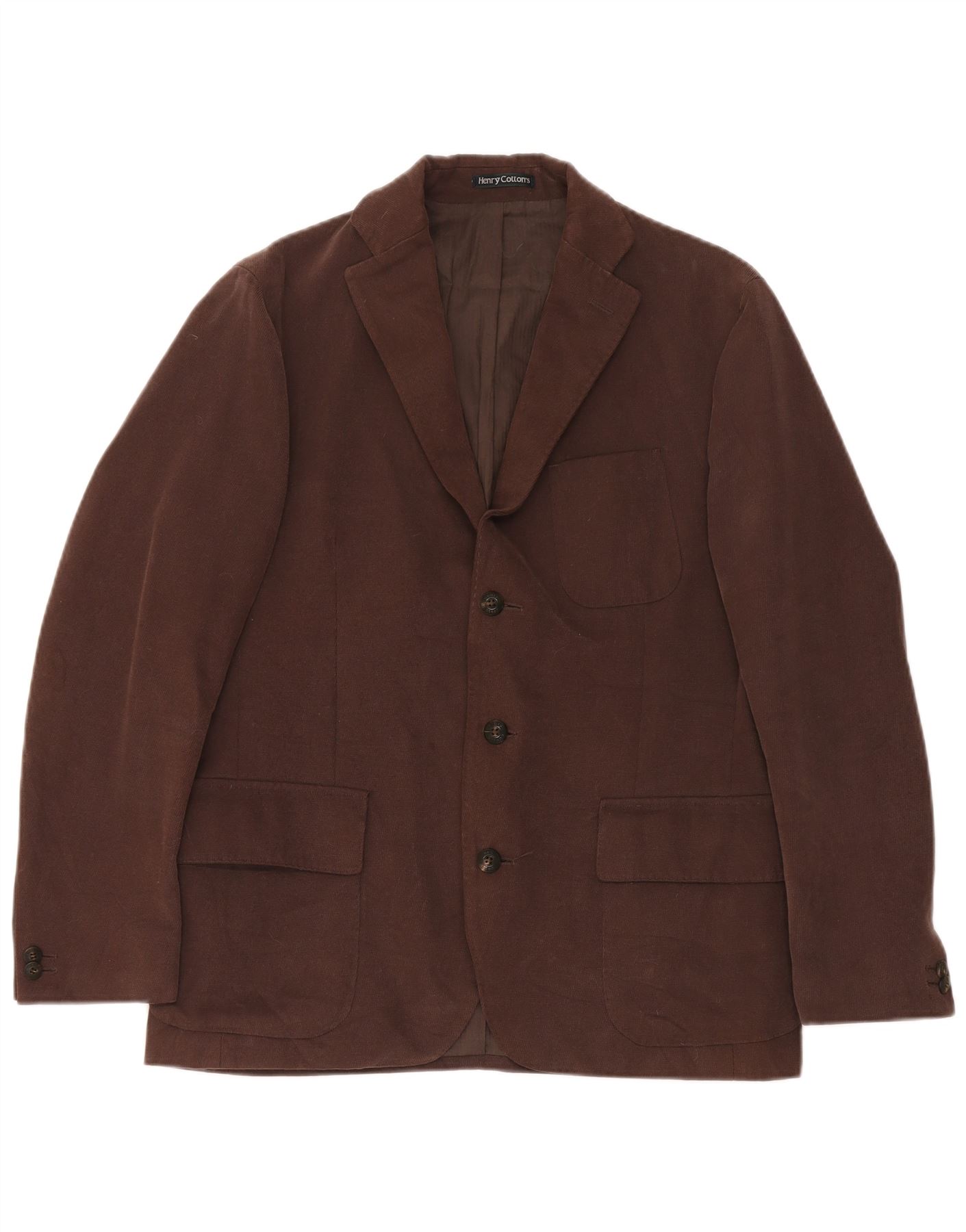 Henry Cottons Mens 3 Button Blazer Jacket IT 48 Medium Brown