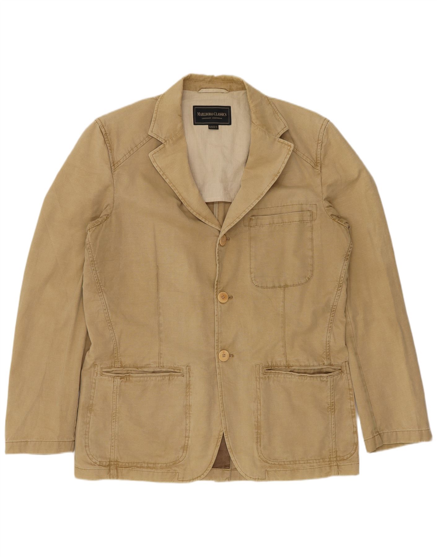 Marlboro Classics ロングコート EU50 Marlboro Classics Mens 3 Button Blazer Jacket EU 50 Large Beige