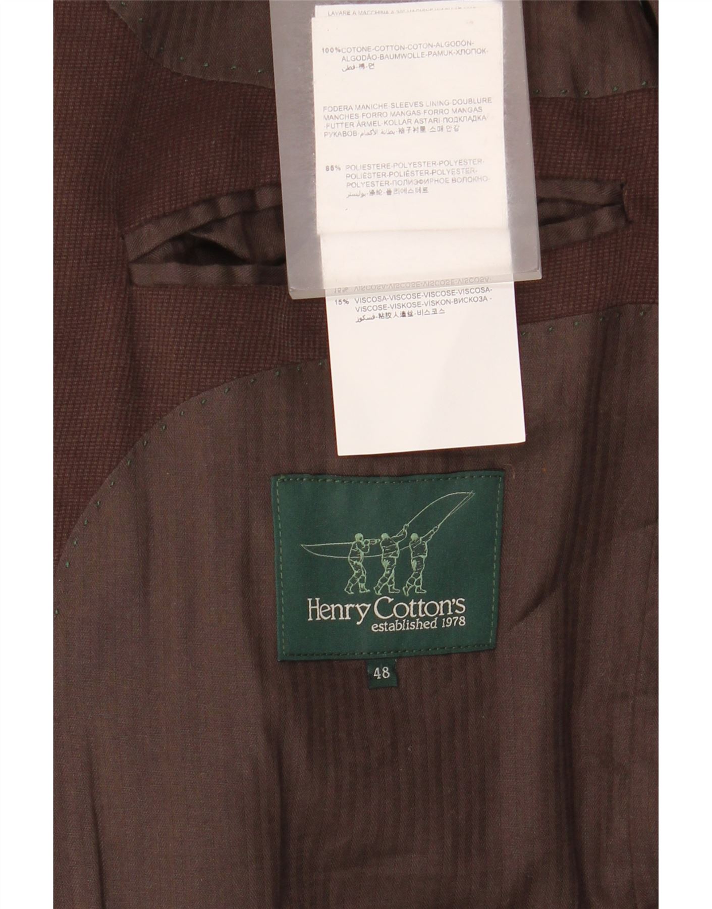 Henry Cottons Mens 3 Button Blazer Jacket IT 48 Medium Brown