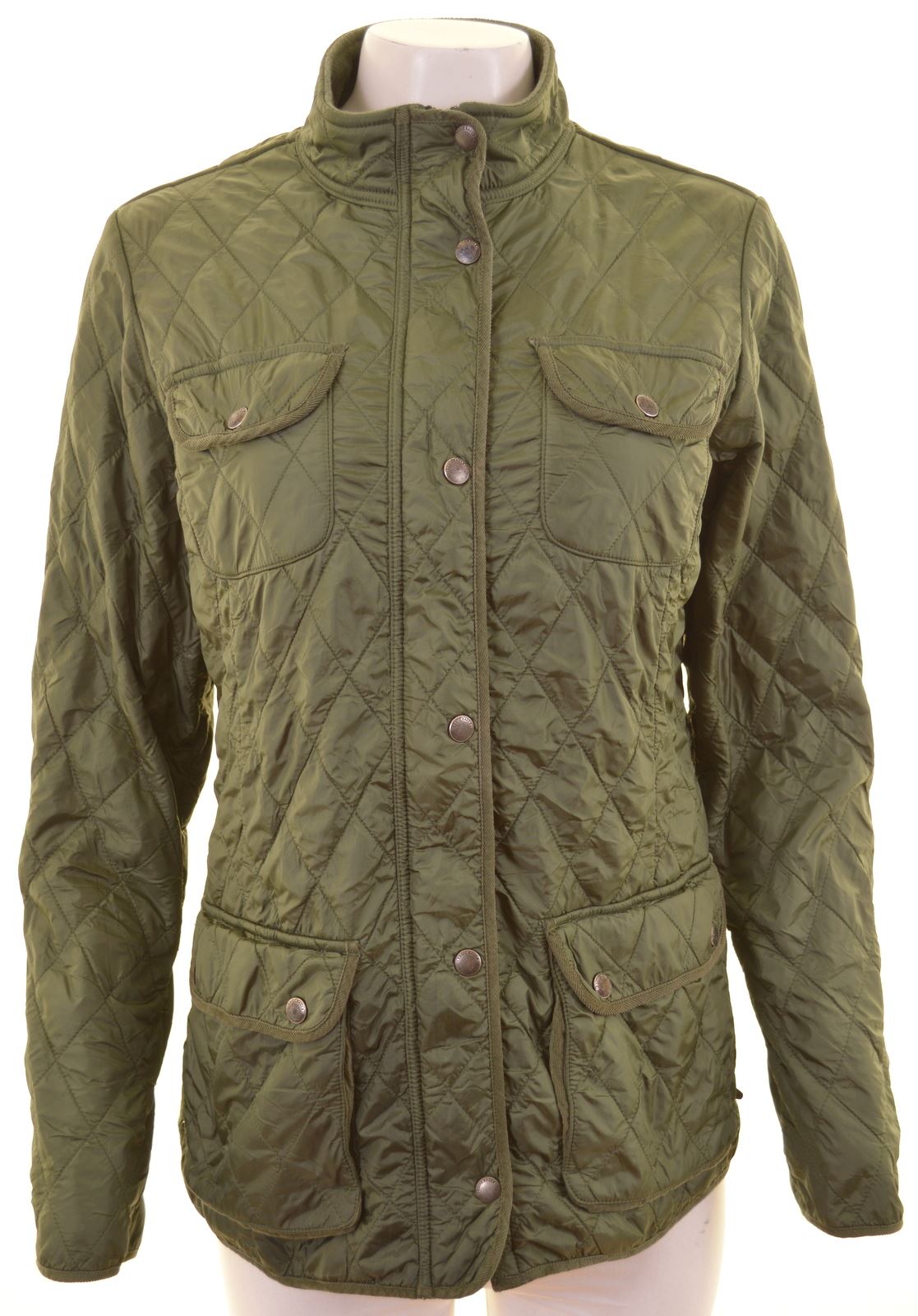 EDDIE BAUER Womens Quilted Jacket Size 12 Medium Khaki Nylon CN22 eBay