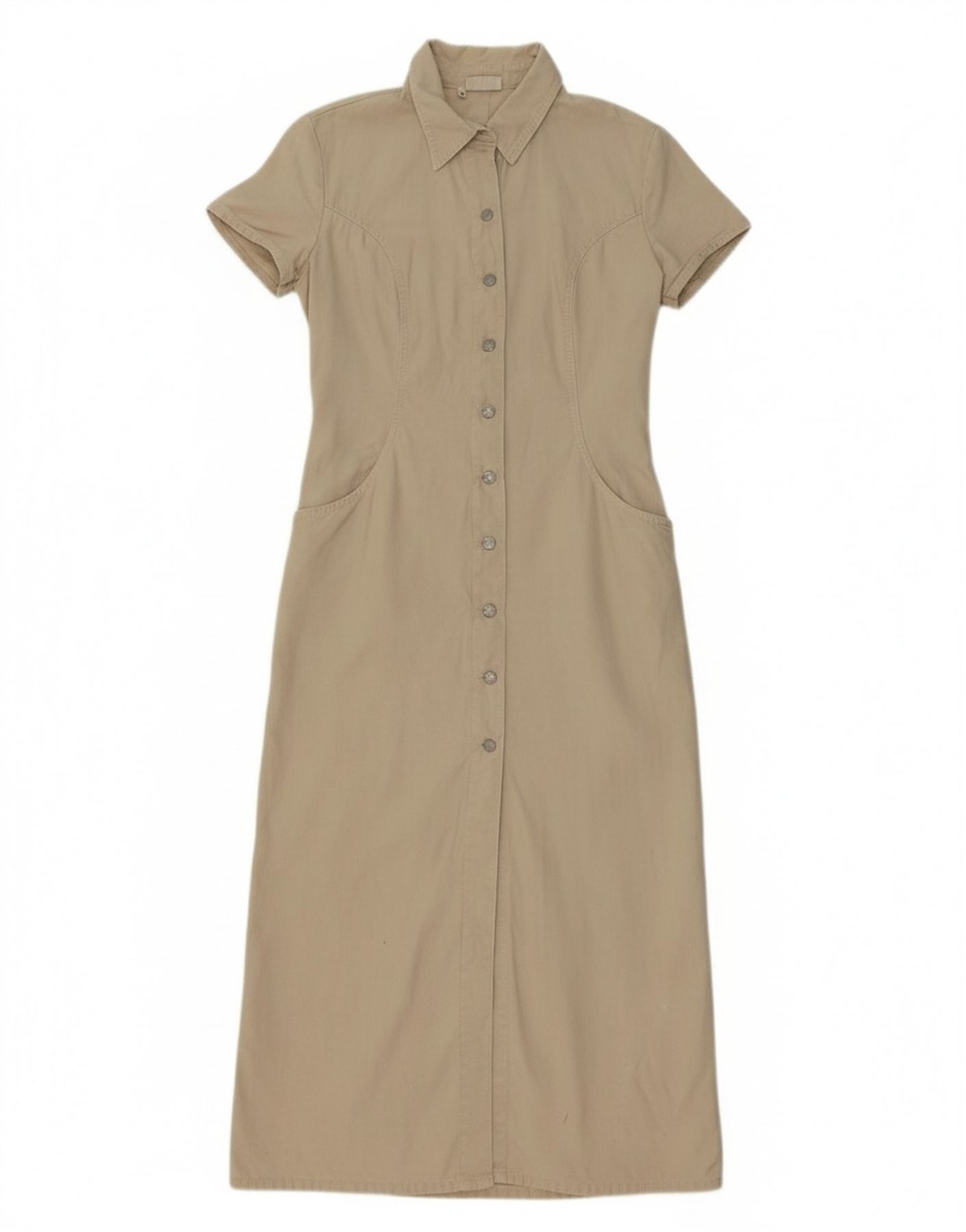 SISLEY Womens Maxi Short Sleeves Shirt Dress UK 14 Medium Beige BH06 | eBay