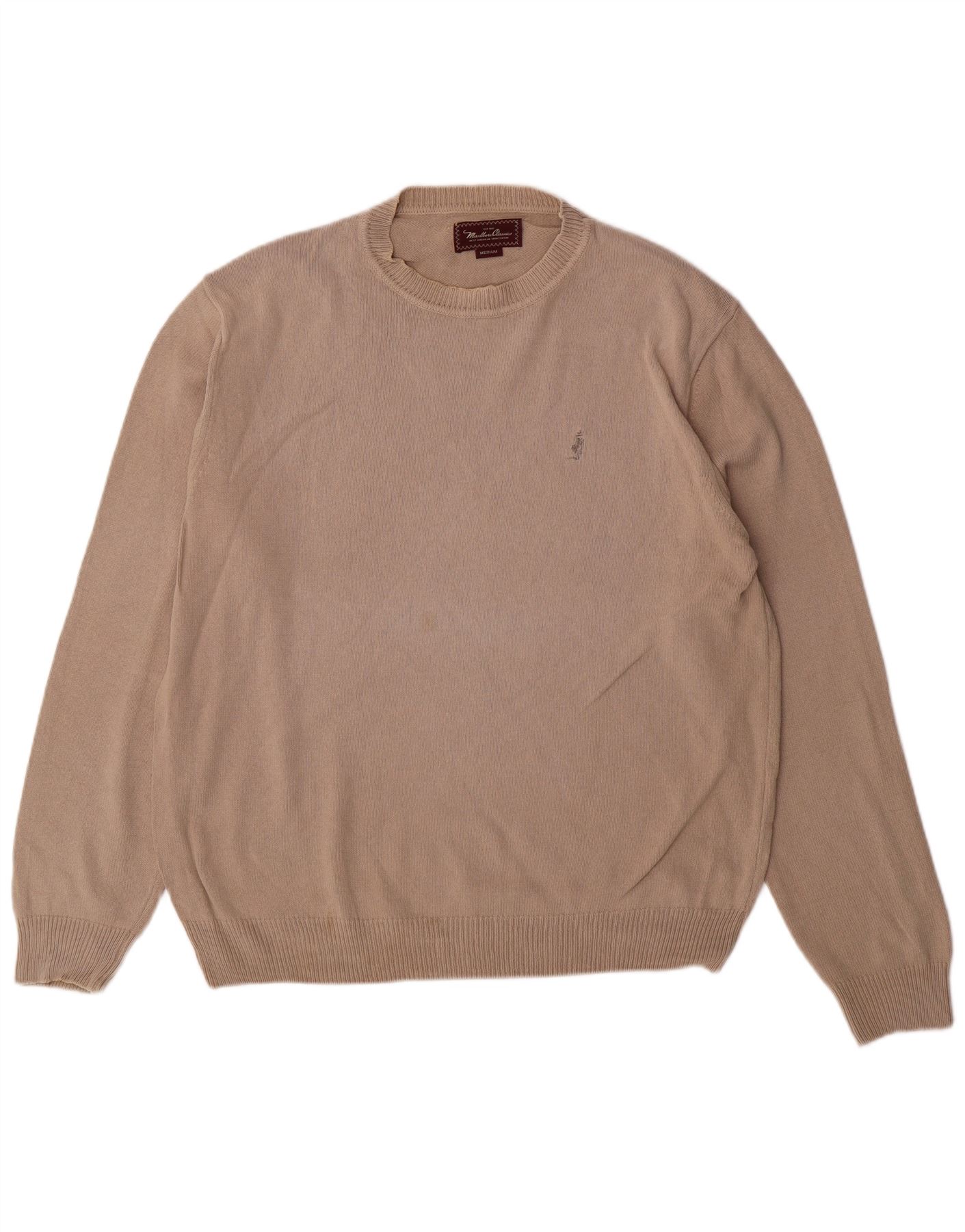 MARLBORO CLASSICS Mens Crew Neck Jumper Sweater Medium Beige BT04