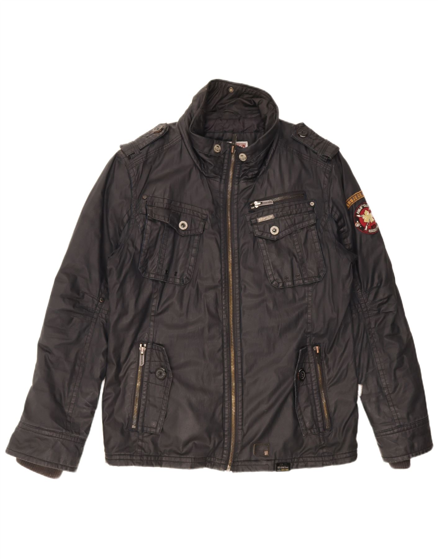 KHUJO Mens Military Jacket UK 42 XL Navy Blue Cotton CE01 | eBay