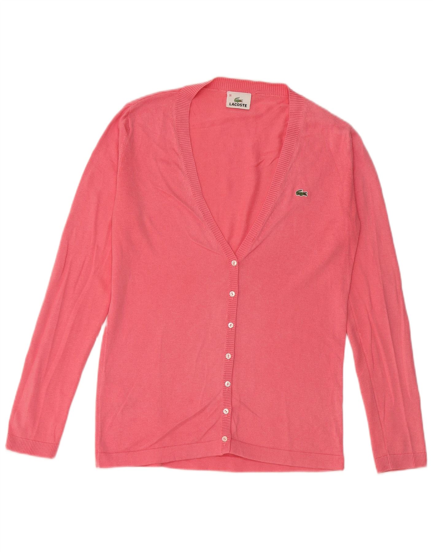 Lacoste Womens Cardigan Sweater EU 36 Small Pink Cotton BS01 | eBay