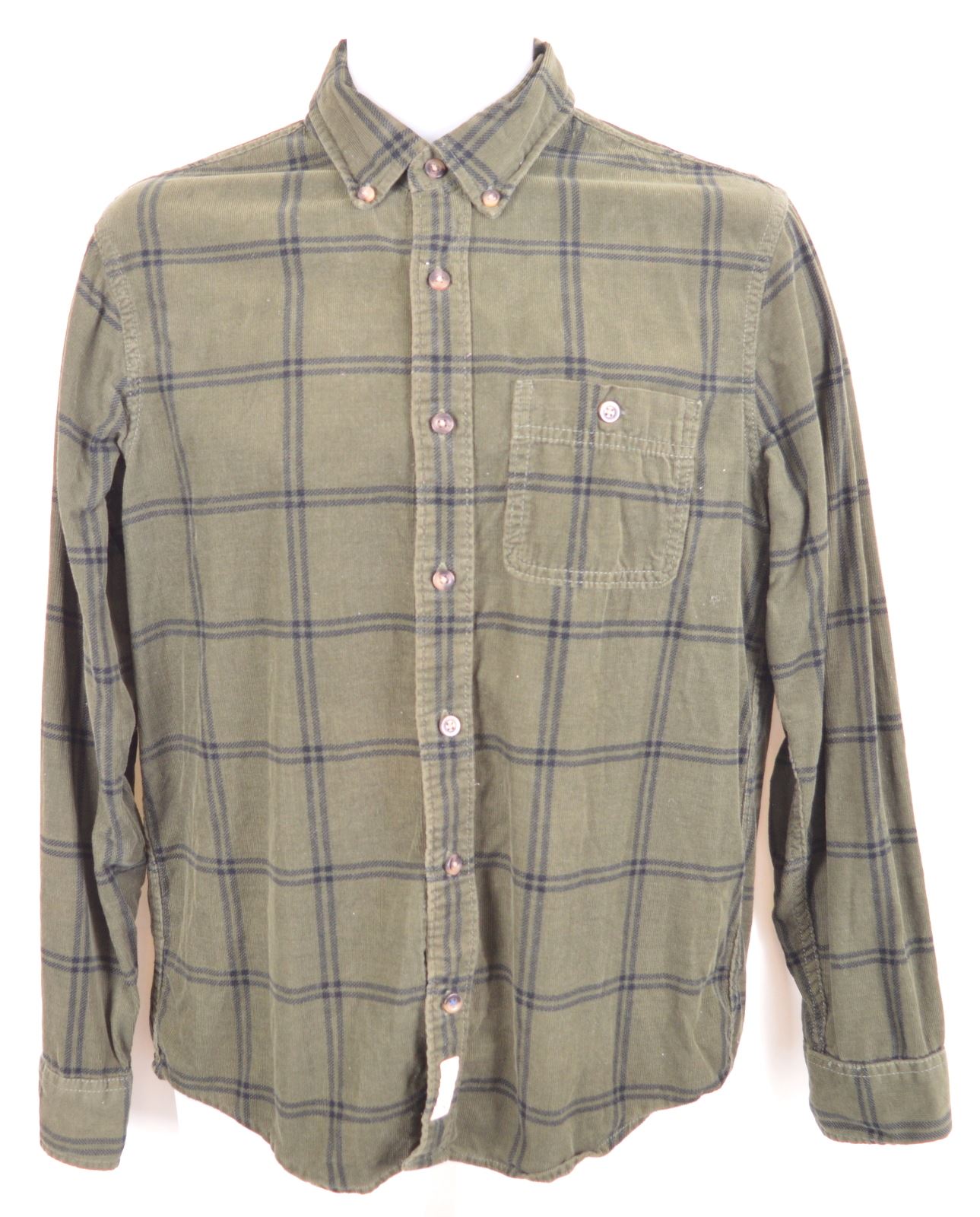 HOLLISTER Mens Corduroy Shirt Small Khaki Check Cotton L109 eBay