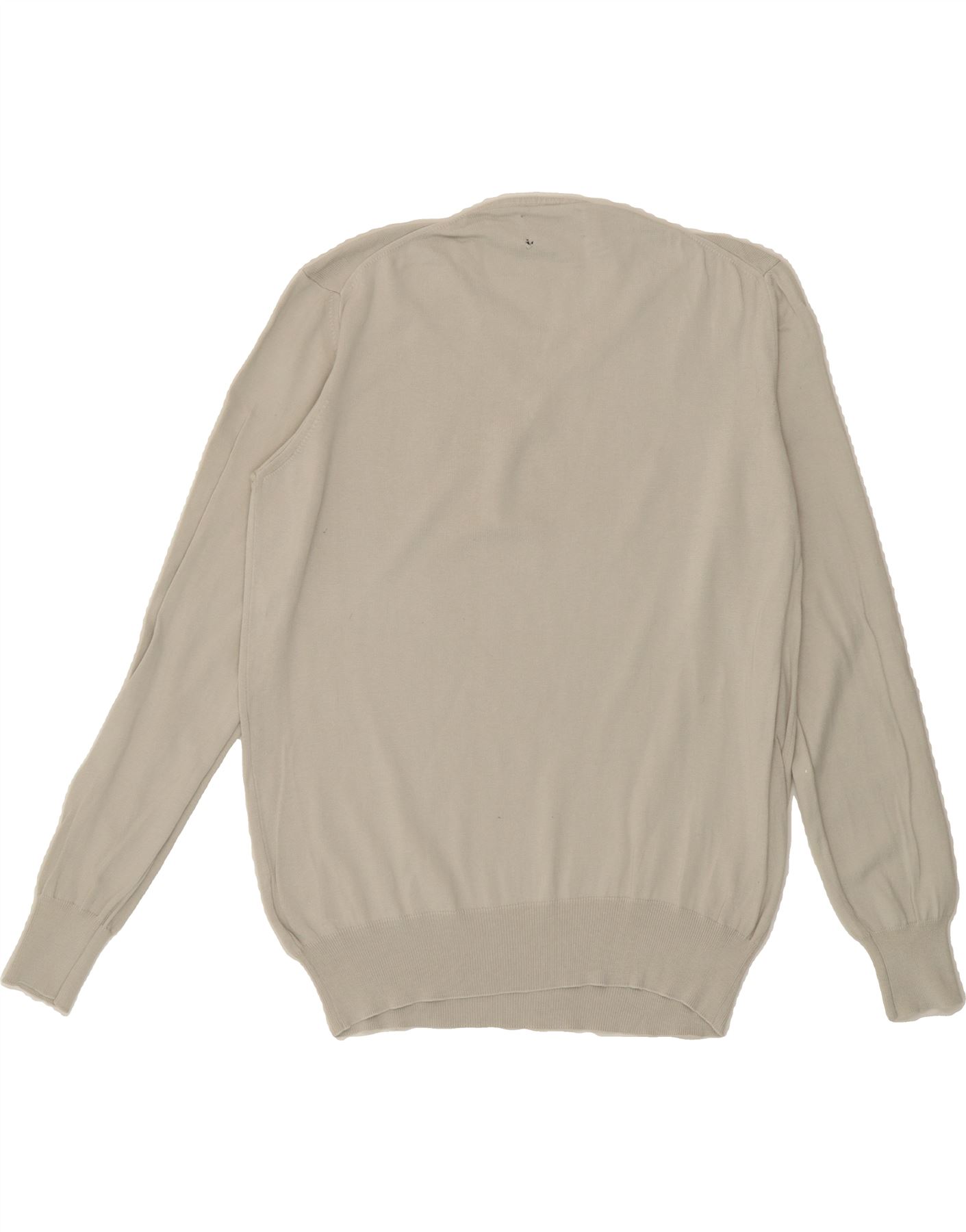 MARLBORO CLASSICS Mens V-Neck Jumper Sweater Medium Beige Cotton