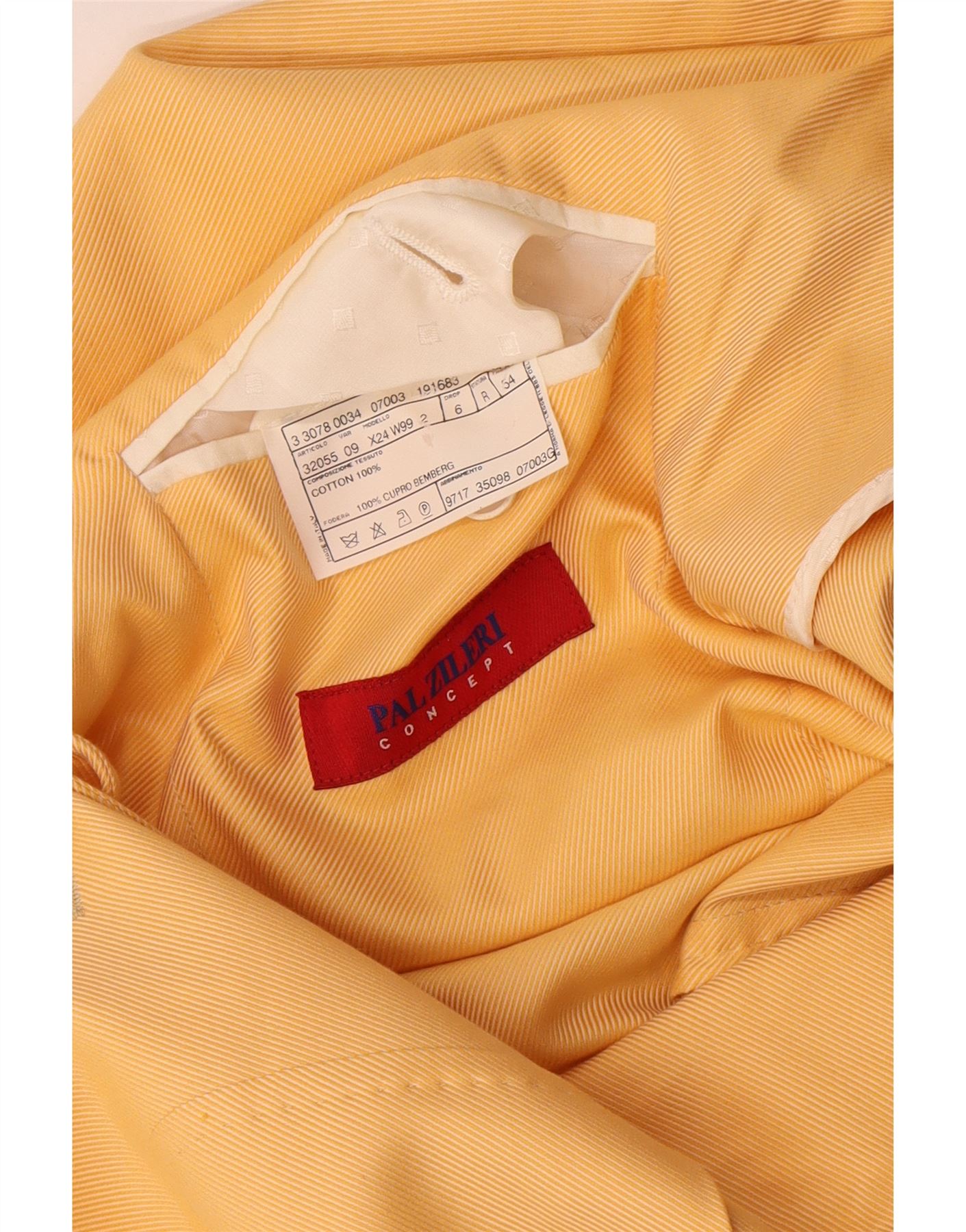 123456様 Pal Zileri Mens 3 Button Blazer Jacket IT 54 2XL Yellow Cotton
