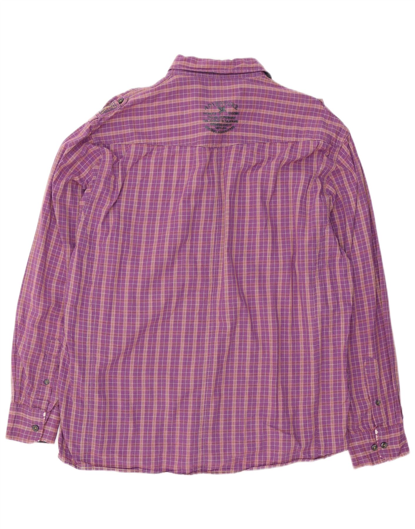 ENGBERS Mens Grant Fit Shirt Size 45/46 2XL Purple Check Cotton