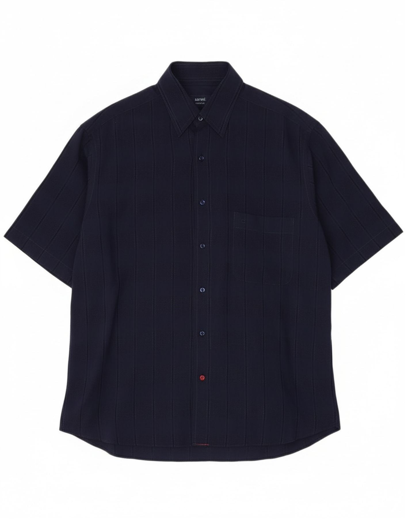 CARREL Mens Short Sleeve Shirt Size 40 15 3/4 Medium Navy Blue 