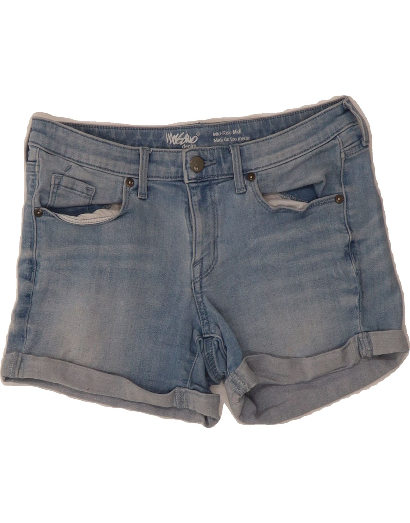MOSSIMO Womens Mid Rise Denim Shorts US 6 Medium W28 Blue Cotton