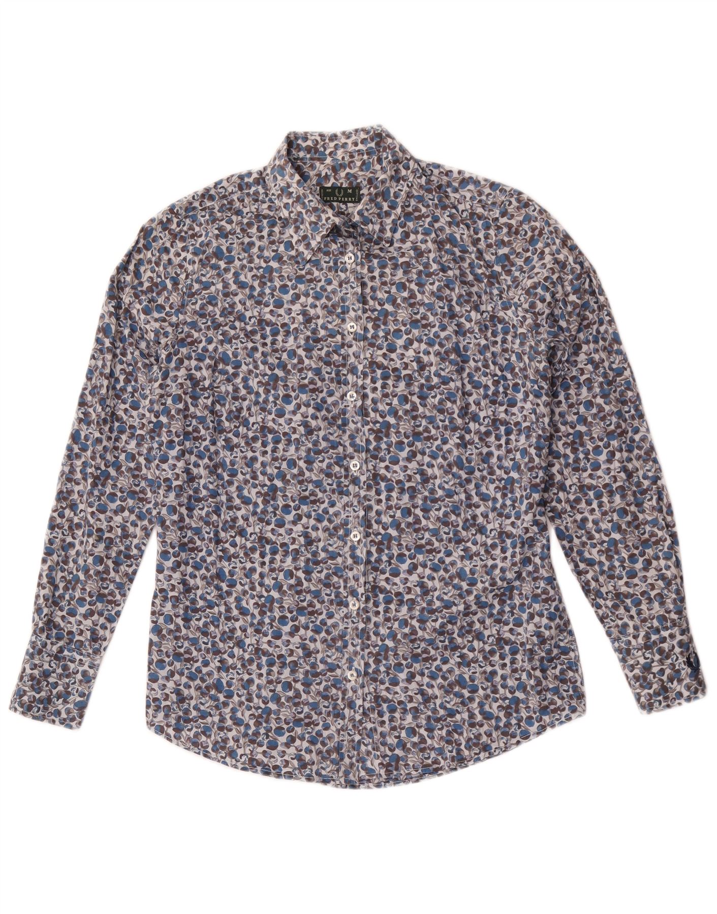 Fred Perry Womens Shirt UK 14 Medium Blue Floral Cotton CO06 | eBay