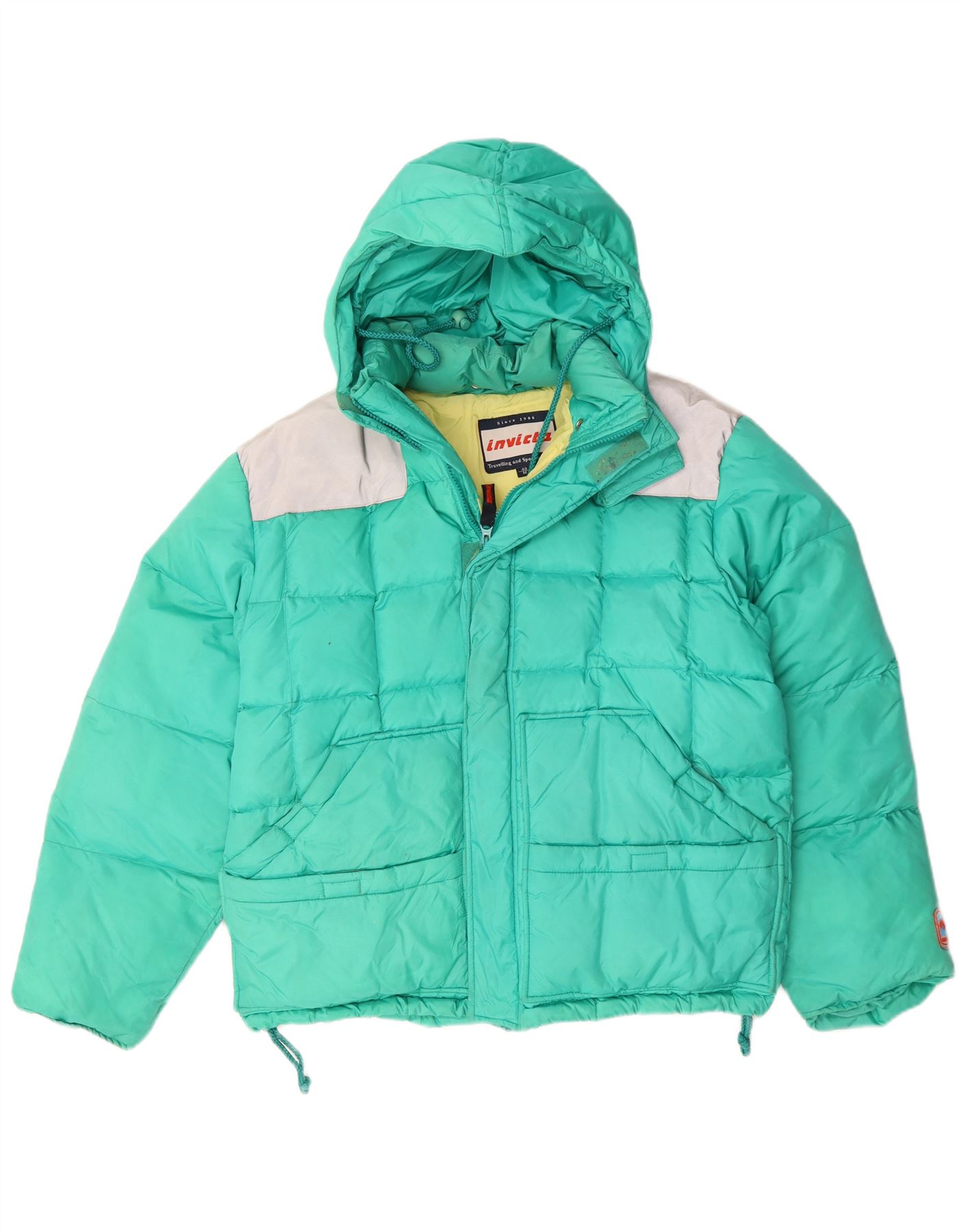 INVICTA Mens Hooded Padded Jacket IT 48 Medium Turquoise