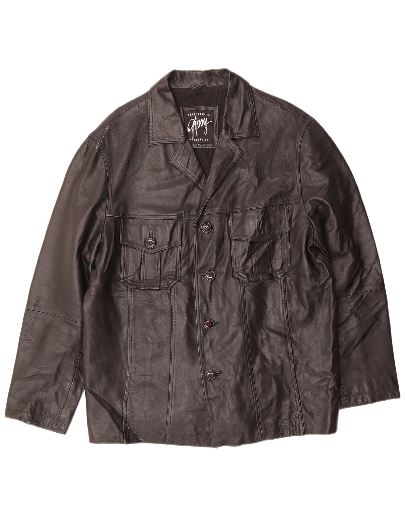 レザーベスト 本革 ブラック Gipsy by Mauritius L GIPSY BY MAURITIUS Mens Leather Jacket UK 42 XL Black Leather BO29