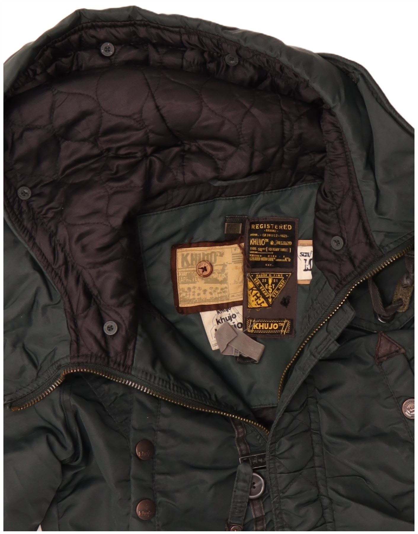 KHUJO Mens Hooded Parka Jacket UK 38 Medium Green CK01 | eBay