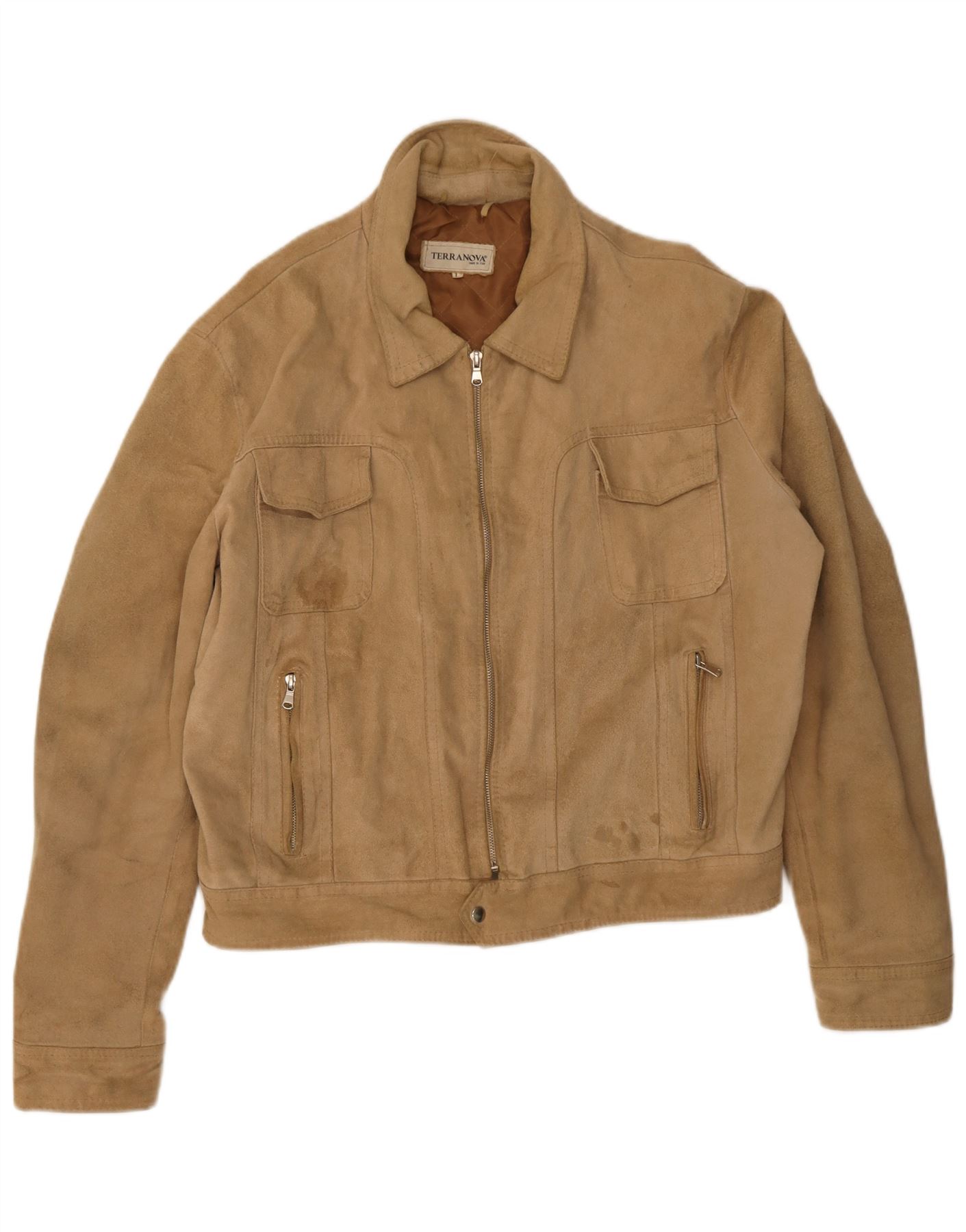 Terranova Mens Bomber Suede Jacket UK 40 Large Beige AG30 | eBay
