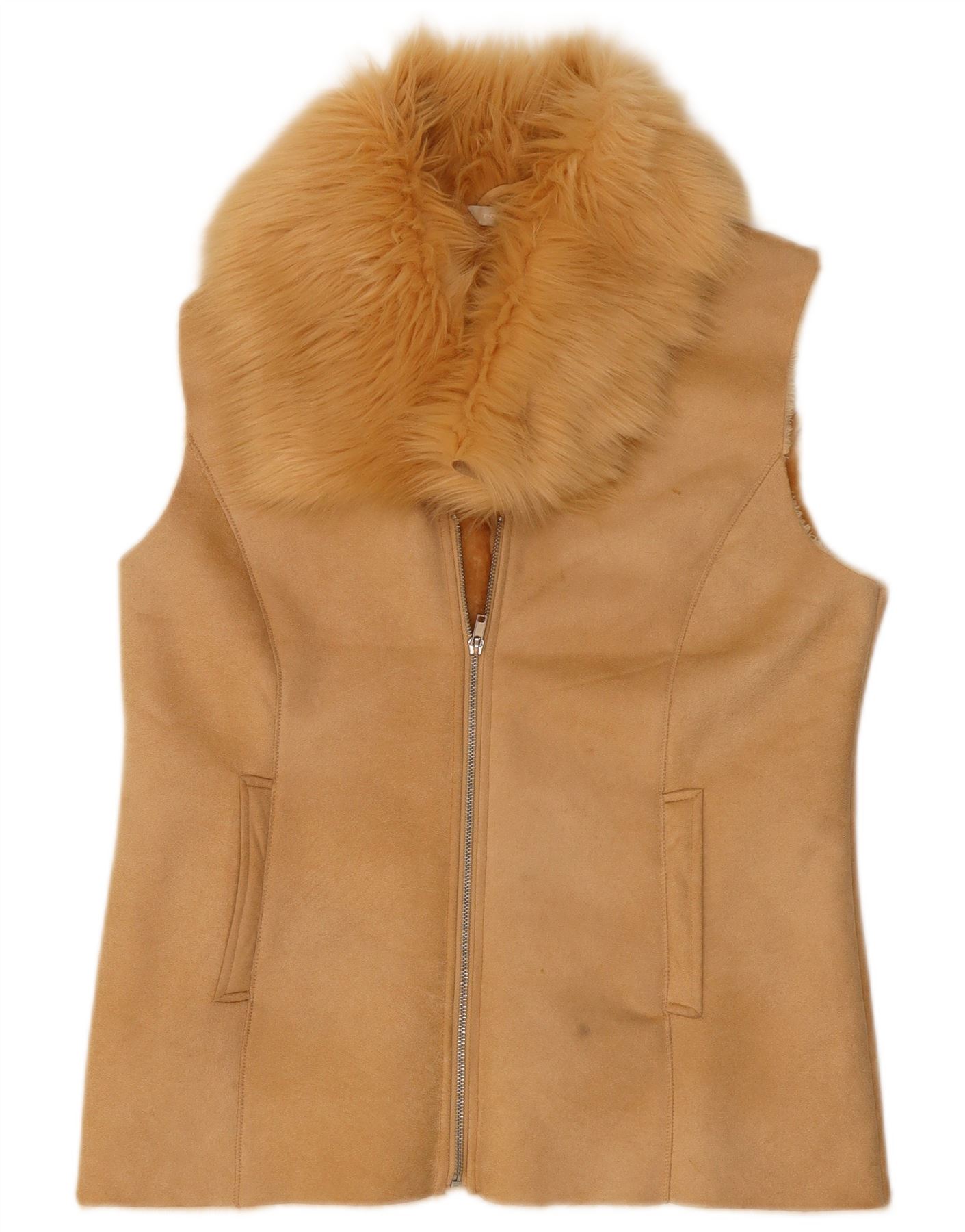 DEBENHAMS Womens Sherpa Gilet UK 14 Large Beige Polyester DS07 | eBay