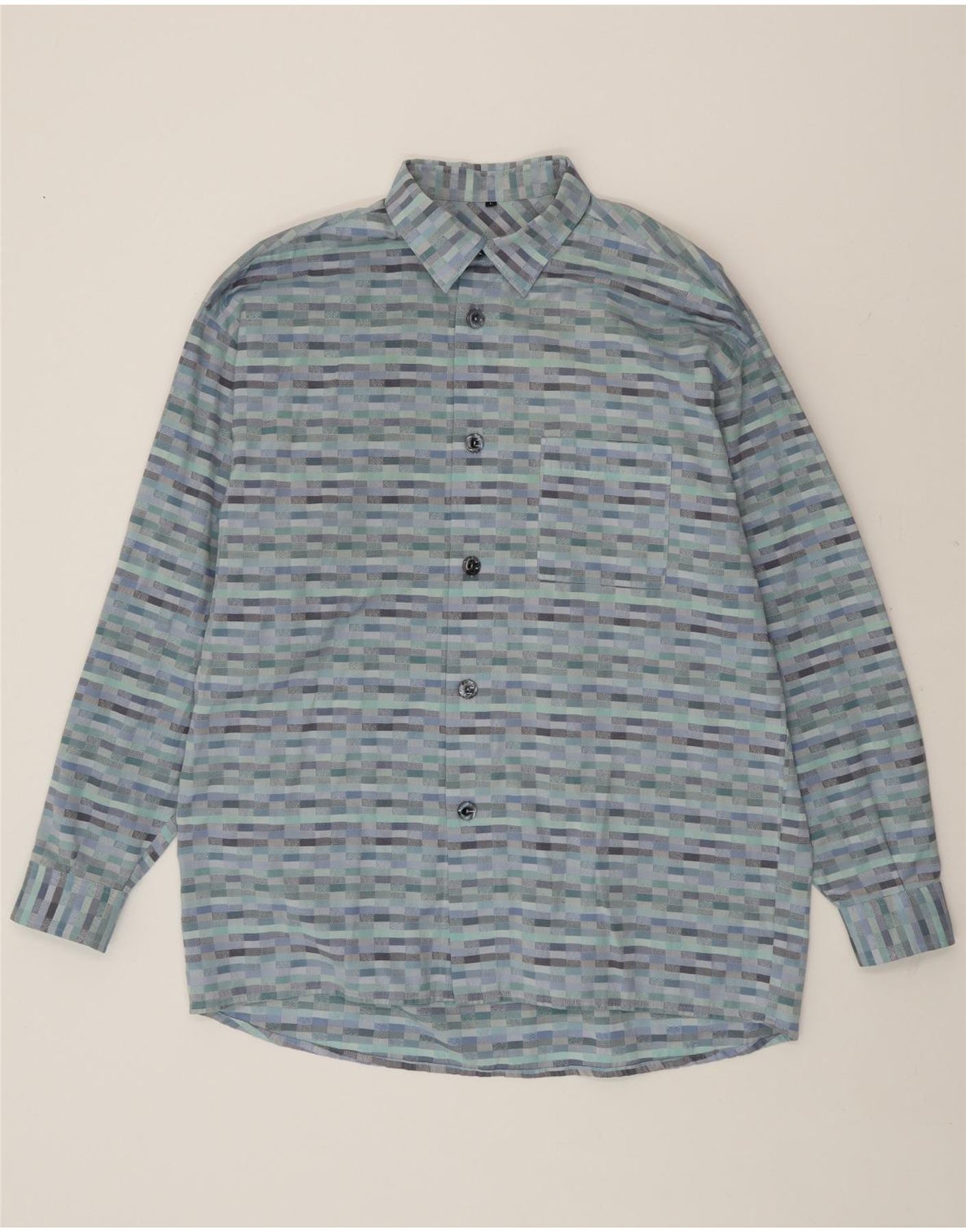 SIGNUM Mens Shirt Large Blue Geometric AX01 | eBay