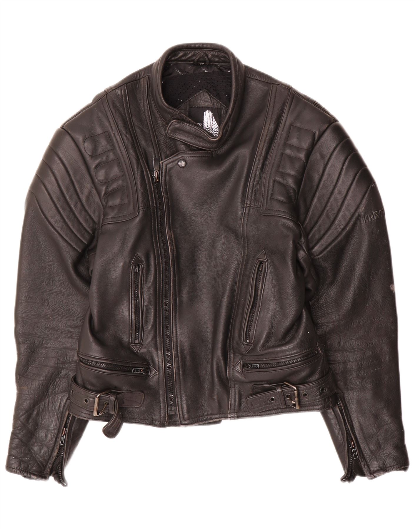 STANDARD MOTORCYCLE LEATHERS レザージャケット36 Krawehl Mens Motorstyle Leather Racer Jacket UK 36 Small Black