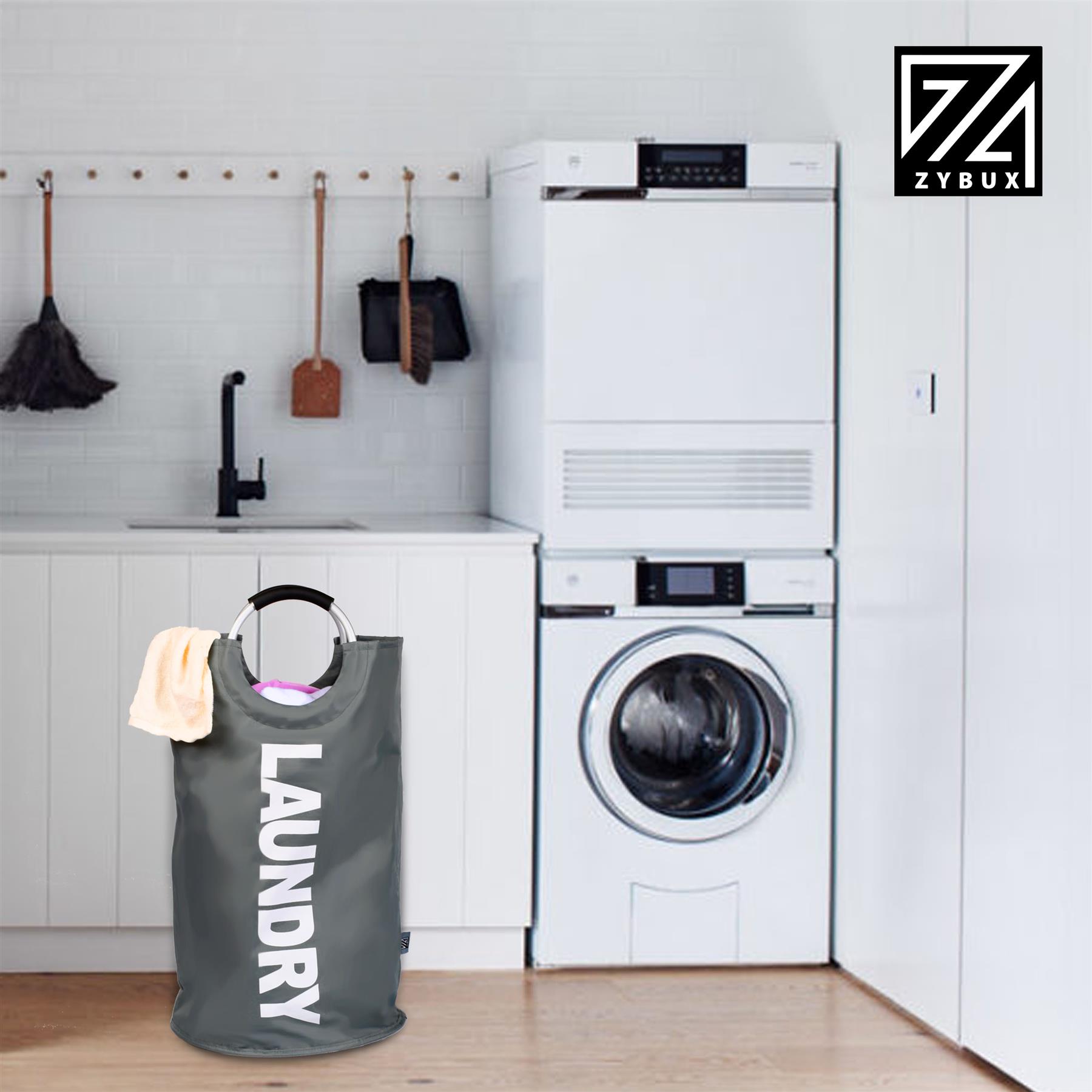 82L Foldable Fabric Laundry Basket Collapsible Clothes Hamper Bag Washing Bin UK - Picture 16 of 47