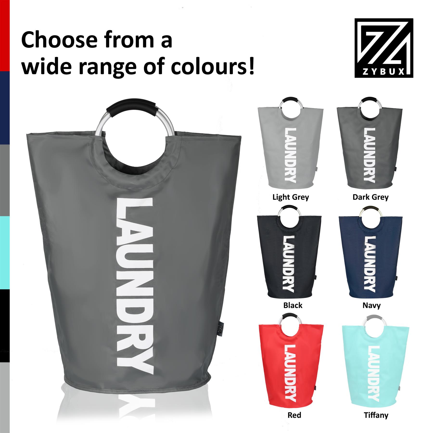 82L Foldable Fabric Laundry Basket Collapsible Clothes Hamper Bag Washing Bin UK - Picture 14 of 47