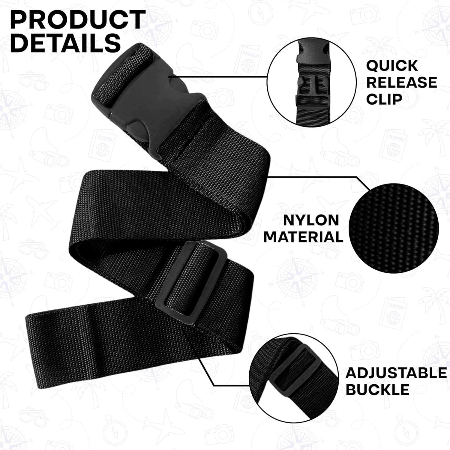 4pcs Adjustable Luggage Straps Safety Suitcase Travel Baggage Belt - Picture 3 of 17