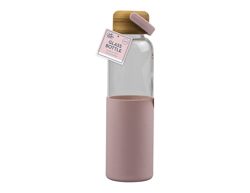 Glass Water Bottle with Silicone Cover with Bamboo Lid, BPA Free 500ML - Picture 4 of 19