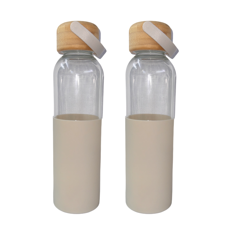 Glass Water Bottle with Silicone Cover with Bamboo Lid, BPA Free 500ML - Picture 11 of 19