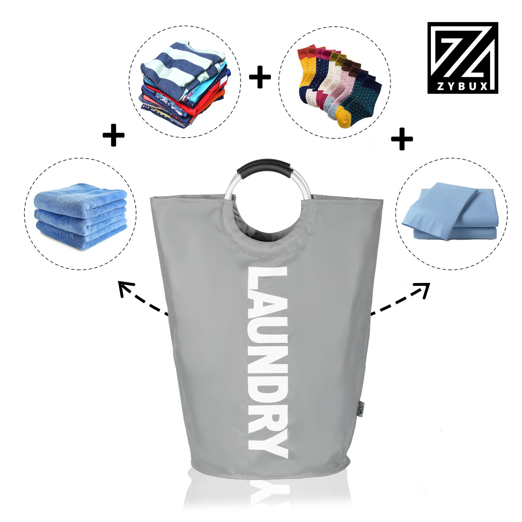82L Foldable Fabric Laundry Basket Collapsible Clothes Hamper Bag Washing Bin UK - Picture 31 of 47