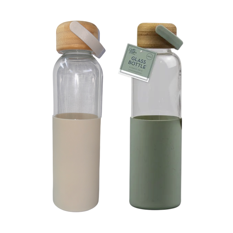 Glass Water Bottle with Silicone Cover with Bamboo Lid, BPA Free 500ML - Picture 19 of 19