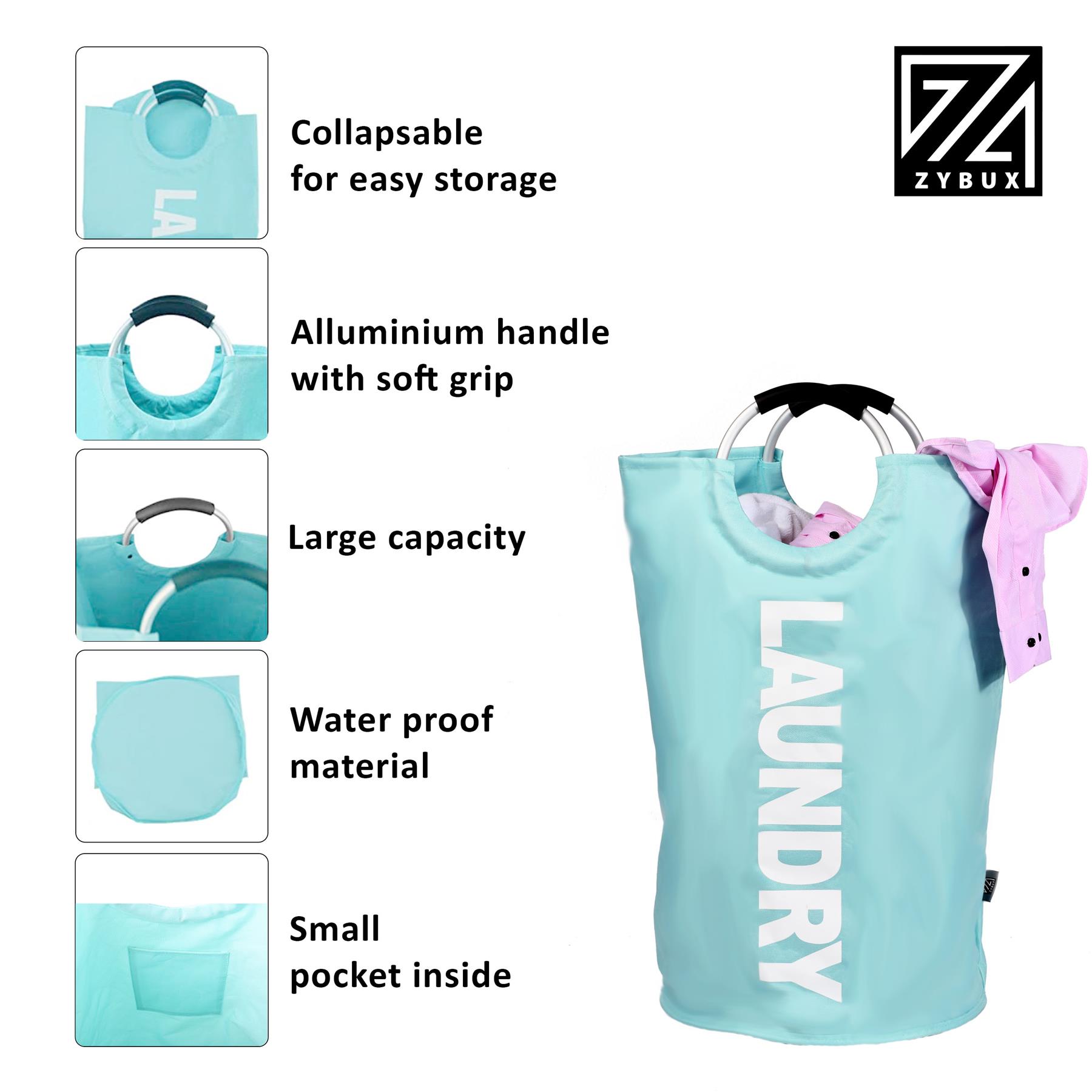 82L Foldable Fabric Laundry Basket Collapsible Clothes Hamper Bag Washing Bin UK - Picture 20 of 47
