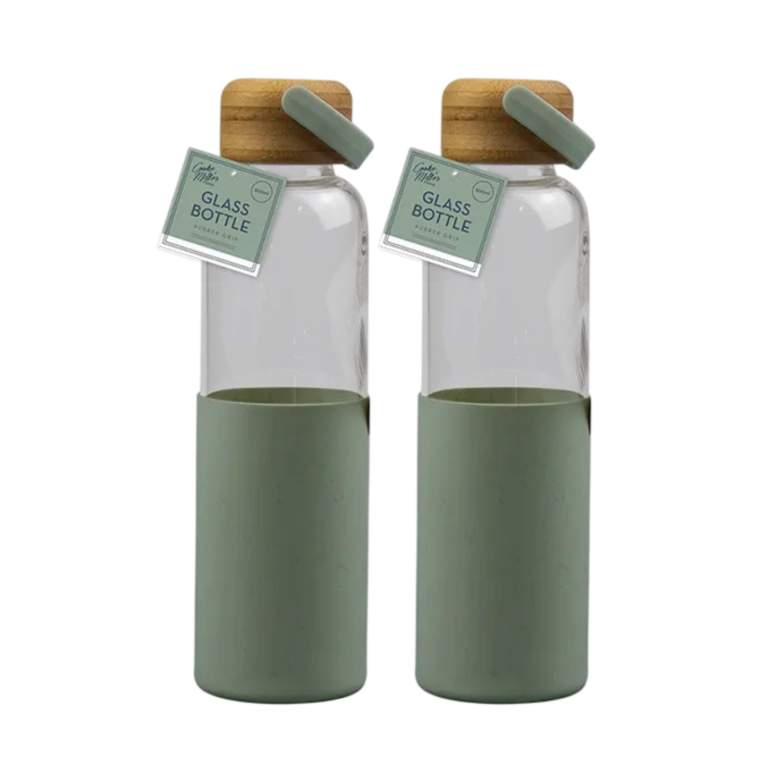 Glass Water Bottle with Silicone Cover with Bamboo Lid, BPA Free 500ML - Picture 12 of 19