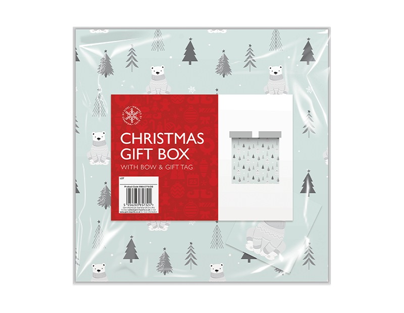 2 X Christmas Eve Gift Box Xmas celebration cardboard Box Bows 25 x 25cm - Picture 7 of 7