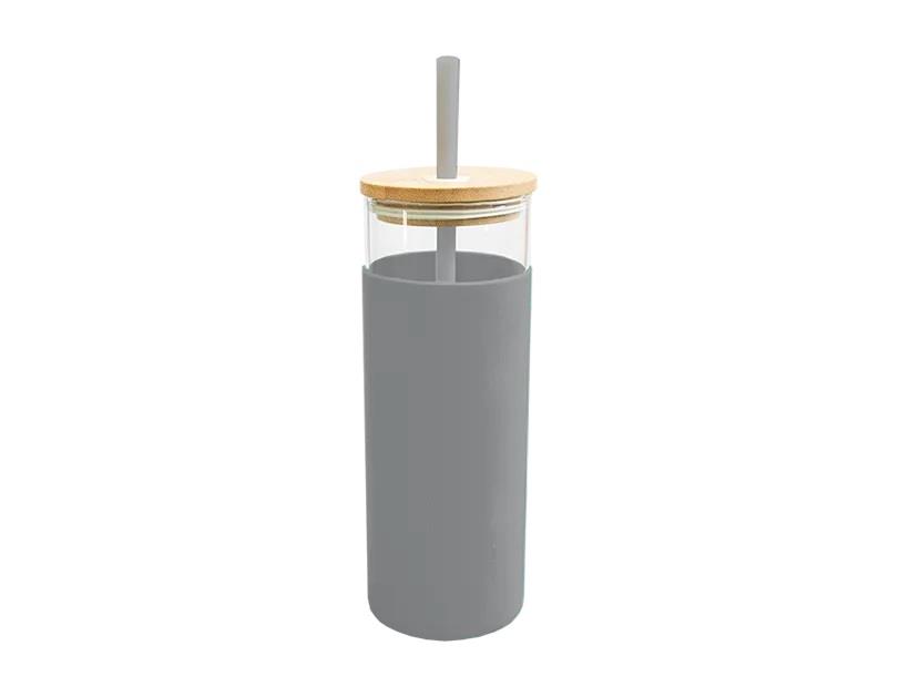 Glass Water Bottle 500ml Drinking Sports Gym Straw Protective Silicone Sleeve - Picture 3 of 5