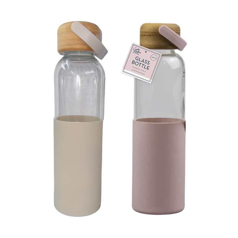 Glass Water Bottle with Silicone Cover with Bamboo Lid, BPA Free 500ML - Picture 18 of 19
