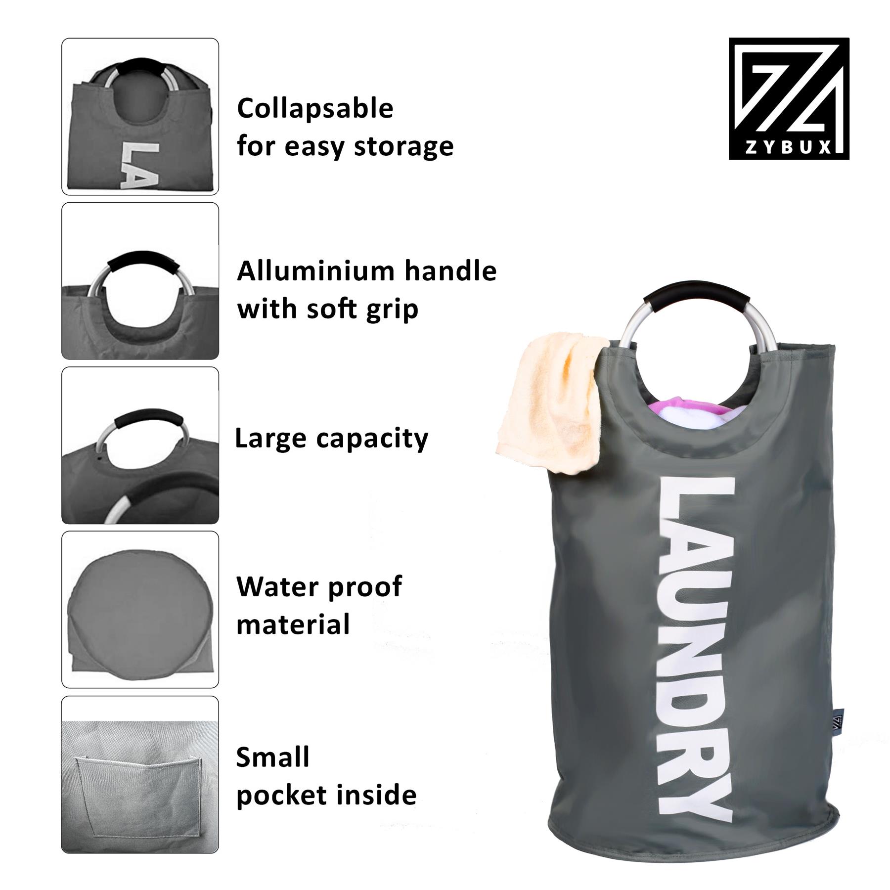 82L Foldable Fabric Laundry Basket Collapsible Clothes Hamper Bag Washing Bin UK - Picture 13 of 47