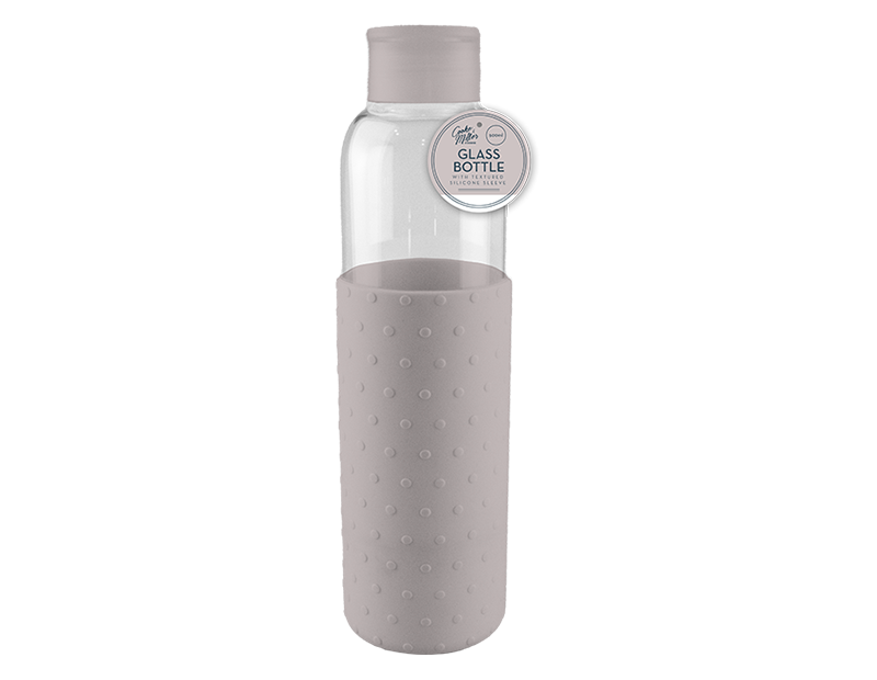500ml Glass Water Bottle with Silicone Ribbed Cover With Screw Lid BPA Free - Picture 8 of 9