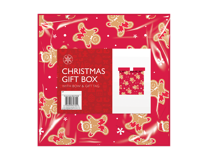 2 X Christmas Eve Gift Box Xmas celebration cardboard Box Bows 25 x 25cm - Picture 3 of 7