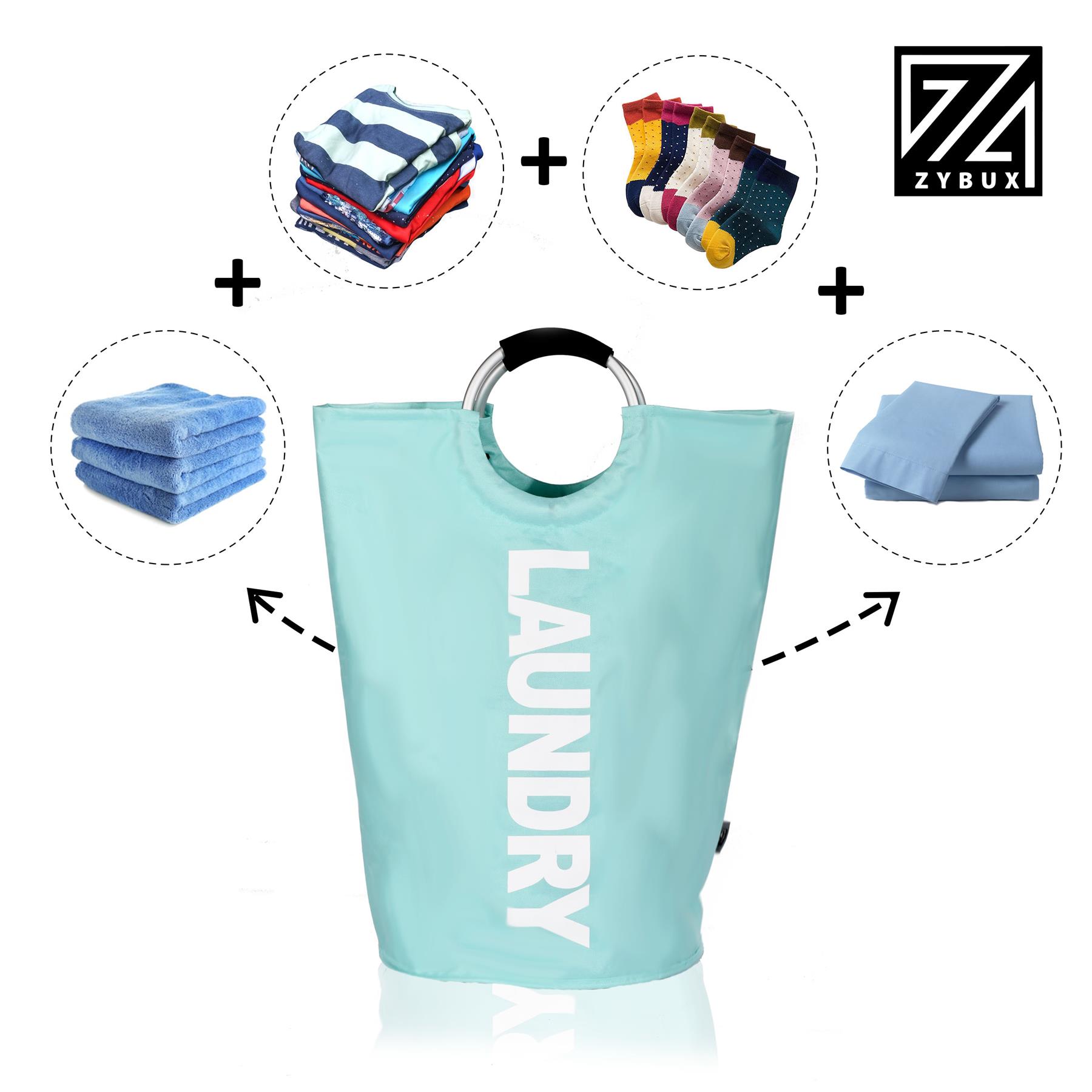 82L Foldable Fabric Laundry Basket Collapsible Clothes Hamper Bag Washing Bin UK - Picture 22 of 47