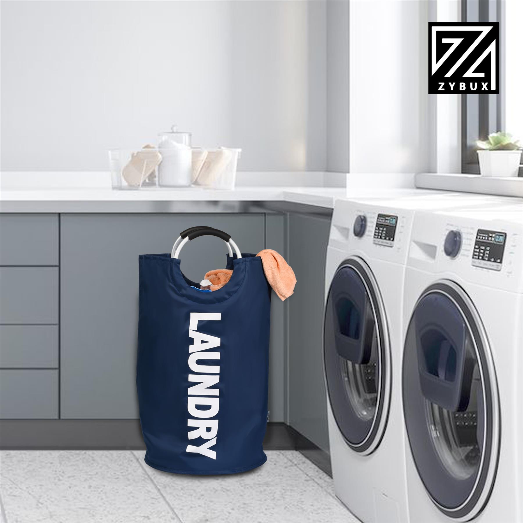 82L Foldable Fabric Laundry Basket Collapsible Clothes Hamper Bag Washing Bin UK - Picture 40 of 47