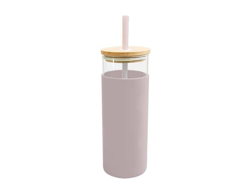 Glass Water Bottle 500ml Drinking Sports Gym Straw Protective Silicone Sleeve - Picture 5 of 5