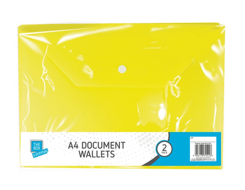 2 x A4 Plastic wallets Stud Document Wallet Files Folders Filing School Office eBay