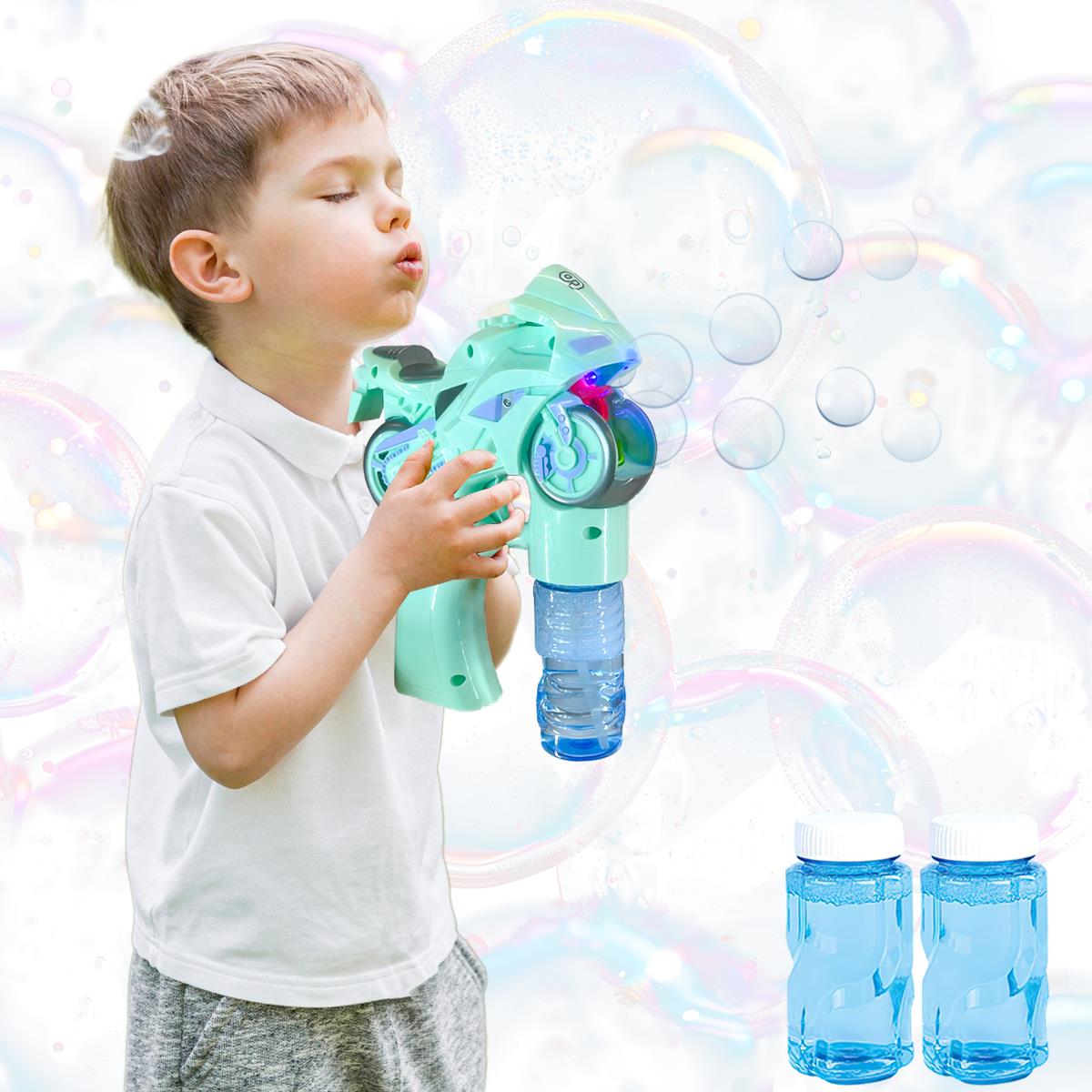 Kids Battery Operated Motorcycle Bubble Gun Shooter with 2 solutions Playset Toy - Picture 11 of 24